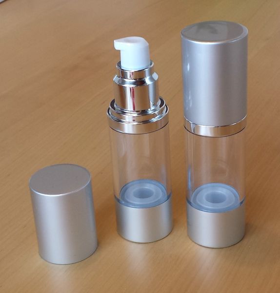Kunststoff - Airless-Behälter mit Dispensor und Alukappe